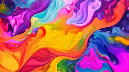 Wall Mural - Colorful abstract background of acrylic paint in the style of marbling, Abstract colorful background. Liquid paint, AI Generated