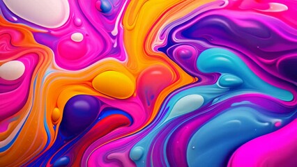 Canvas Print - abstract background of oil paint in the form of waves and bubbles, Abstract colorful background. Liquid paint, AI Generated