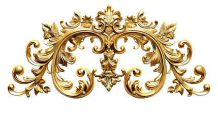 Wall Mural - Golden baroque ornament elements on transparent background Remove png