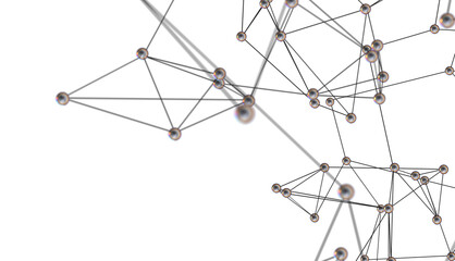 Digital cyberspace with particles and Digital data network connections concept.