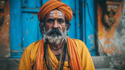 Wall Mural - Indian man hindi in traditional man. 