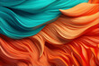 Abstract 3D rendering of colorful wavy shapes, blue and orange vibrant colors, smooth and dynamic