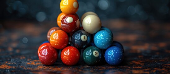 Pyramid made of billiard balls