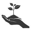 © NikahGeh - Silhouette Two Hand holding soil with growing sprout black color only