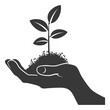 © NikahGeh - Silhouette Two Hand holding soil with growing sprout black color only