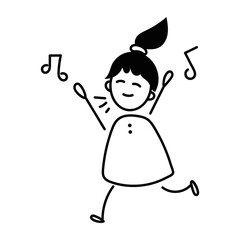 Poster - Trendy doodle icon of a singing girl 