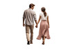 Couple walking hand in hand conveys love and romance. Isolated on a transparent background.