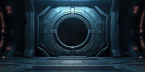 Wall Mural - futuristic machine or sci-fi style futuristic facility external panel surface background. exterior o