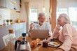 © Davor - Senior couple shopping online together at home