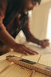 © Jacob Lund - Design expert marking blueprints for home renovation and redesign