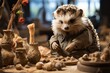Craft workshop with hedgehog inspires sculptures., generative IA