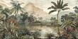 © Andrus Ciprian - wallpaper jungle and leaves tropical forest, old drawing vintage