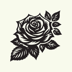 Wall Mural - black color Rose silhouette vector illustration