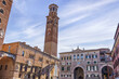 Verona, Italy. Historical buildings and monuments on the main city square Piazza dei Signori.