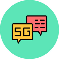 Sticker - 5G Line Filled Circle Icon