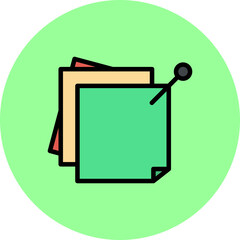 Sticker - Sticky Notes Line Filled Circle Icon