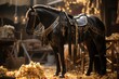 Elegant horse prepared for parade with saddle., generative IA