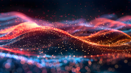 Wall Mural - a dark background with orange, red and blue 'wave's, in the style of 32k uhd, dreamy atmosphere
