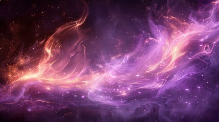 Wall Mural - a computer generated image of purple and orange swirls on a black background with space in the middle of the image.