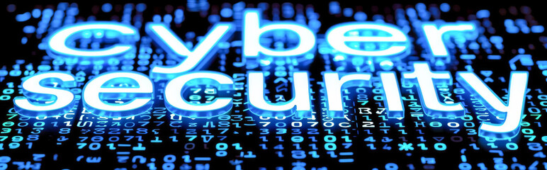 Wall Mural - Cyber security concept: Cyber Security on a blue digital background.
