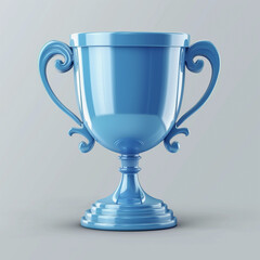 Wall Mural - A blue trophy cup 3D icon for logo, business icons, trophy cup or trophy