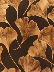 Wall Mural - A wallpaper featuring a striking black background adorned with elegant gold leaves, creating a luxurious and opulent feel.