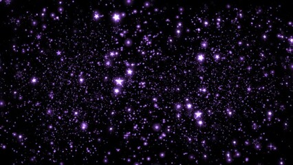 Wall Mural - purple sparkles on black background 4k loop features sparkles and stars on a field of black with pur