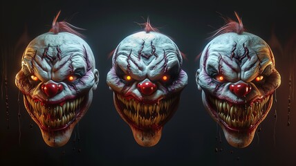 Wall Mural - a scary-looking fictional clown created by artificial intelligence