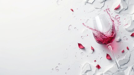 Canvas Print - a close up of a wine glass on a white surface with drops of red wine coming out of the glass.