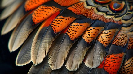 Wall Mural - The beautiful wing feathers of Argus Phesant