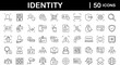 © SMUX - Identity set of web icons in line style. Verification icons for web and mobile app. Fingerprint, face identification, ID card, voice recognition, DNA, Passport. Vector illustration