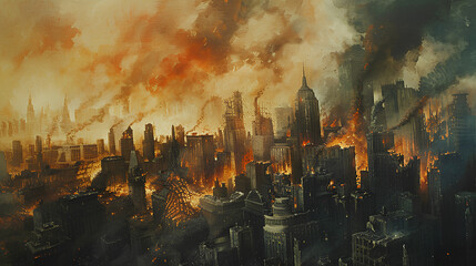 Cities destroyed by war, city fires.