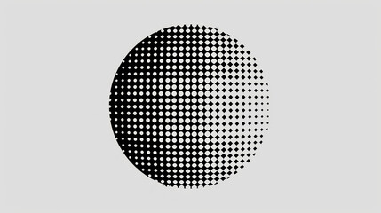 Sticker - a black and white image of a half circle on a light gray background with a black dot in the middle of the circle.