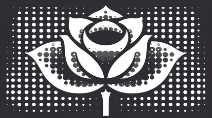 Poster - a black and white image of a flower on a black and white polka dot background with the number 20 on it.