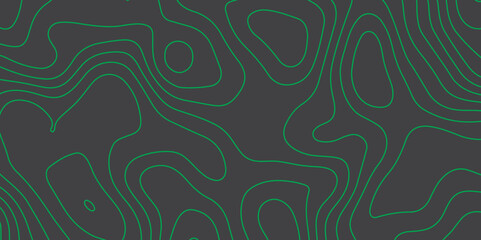 Wall Mural - Green topographic pattern background. Abstract green topography curve line on black background