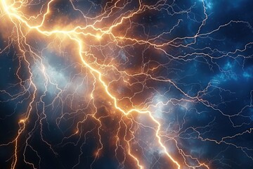 Canvas Print - powerful lightning bolt in the sky, perfect for weather-related designs