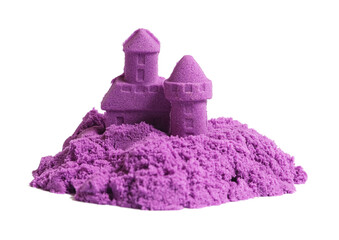 Poster - Castle made of purple kinetic sand isolated on white