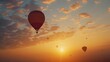 A group of hot air balloons flying in the sky. Perfect for travel or adventure concepts