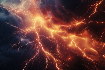Canvas Print - a dramatic image of a lightning storm in the sky. perfect for weather-related projects