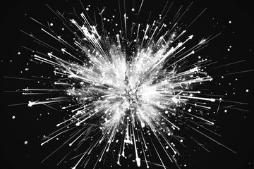 Canvas Print - A stunning black and white photo capturing a burst of fireworks. Perfect for celebrating special occasions