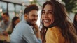 © progressman - a woman smiling and sitting next to a man in a restaurant