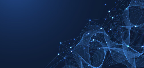 Wall Mural - global network connection concept. big data visualization. social network communication in the globa