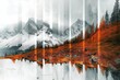 vertical segmented images of abstract landscapes and environments of mountains, snow, lakes and Grass and dirt