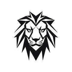 Wall Mural - lion head black and white vector illustration isolated transparent background, logo, cut out or cutout t-shirt print design,  poster, baby products, packaging design, tribal tattoo