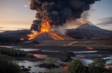 Fototapeta Niebo - volcanic eruption, apocalyptic background