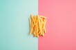 Fries on Pastel Background, simplicity, beloved snack, minimalistic arrangement, classic fast-food