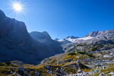 Fototapeta Góry - Beautiful panorama of the Dachstein Mountains with hiking trails