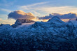 Beautiful panorama of the Dachstein Mountains. Sunset and beautiful clouds.