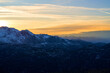 Panoramic shot of a winter sunset in the Austrian Alps