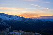 Panoramic shot of a winter sunset in the Austrian Alps
